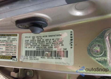 2005 Toyota Corolla Le from USA, damaged, VIN 1NXBR32E25Z348533